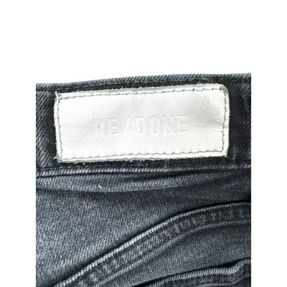 Re/Done 70s Stove Pipe Jeans Faded Black 24 Button Fly Raw Hem High Waist Crop - Picture 10 of 13